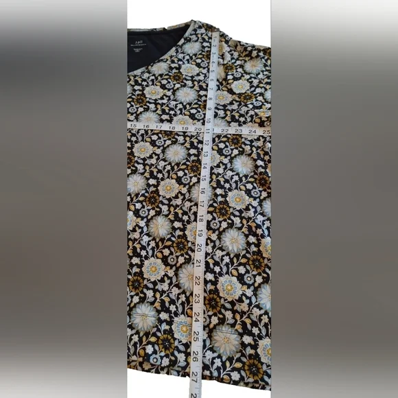 J Jill Shirt Top Black Floral Pima Cotton Size 3X V Neck, Long Sleeve Tee - Picture 4 of 9